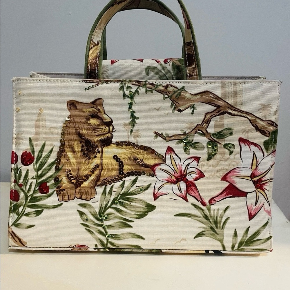 Floral and Animal Print Tote Bag